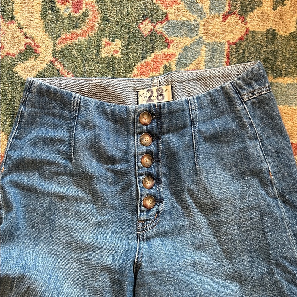 Free People Blue Wide Leg Jeans - Picture 3 of 5
